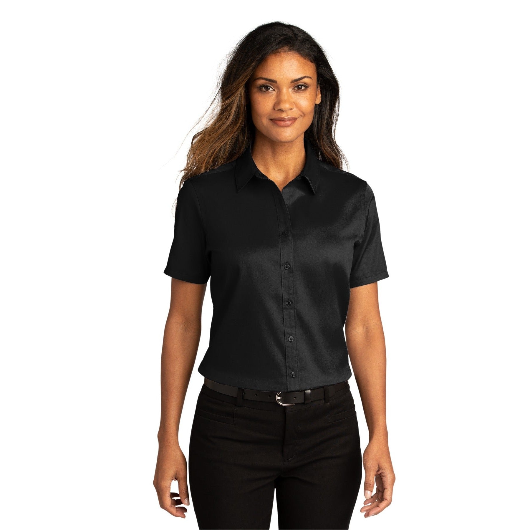 Port Authority-Port Authority® Women's Short Sleeve SuperPro React™Twill Shirt. LW809-MedTech-4